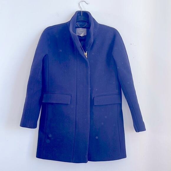 J. Crew Cocoon Stadium Cloth wool blend full zip mock neck midi coat sz 0 - Picture 1 of 6